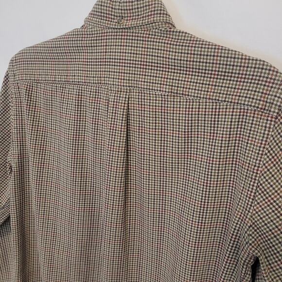 Vintage Lands' End Kids Button Down Shirt 14-14 Husky Brown Check Long Sleeve - Picture 4 of 11